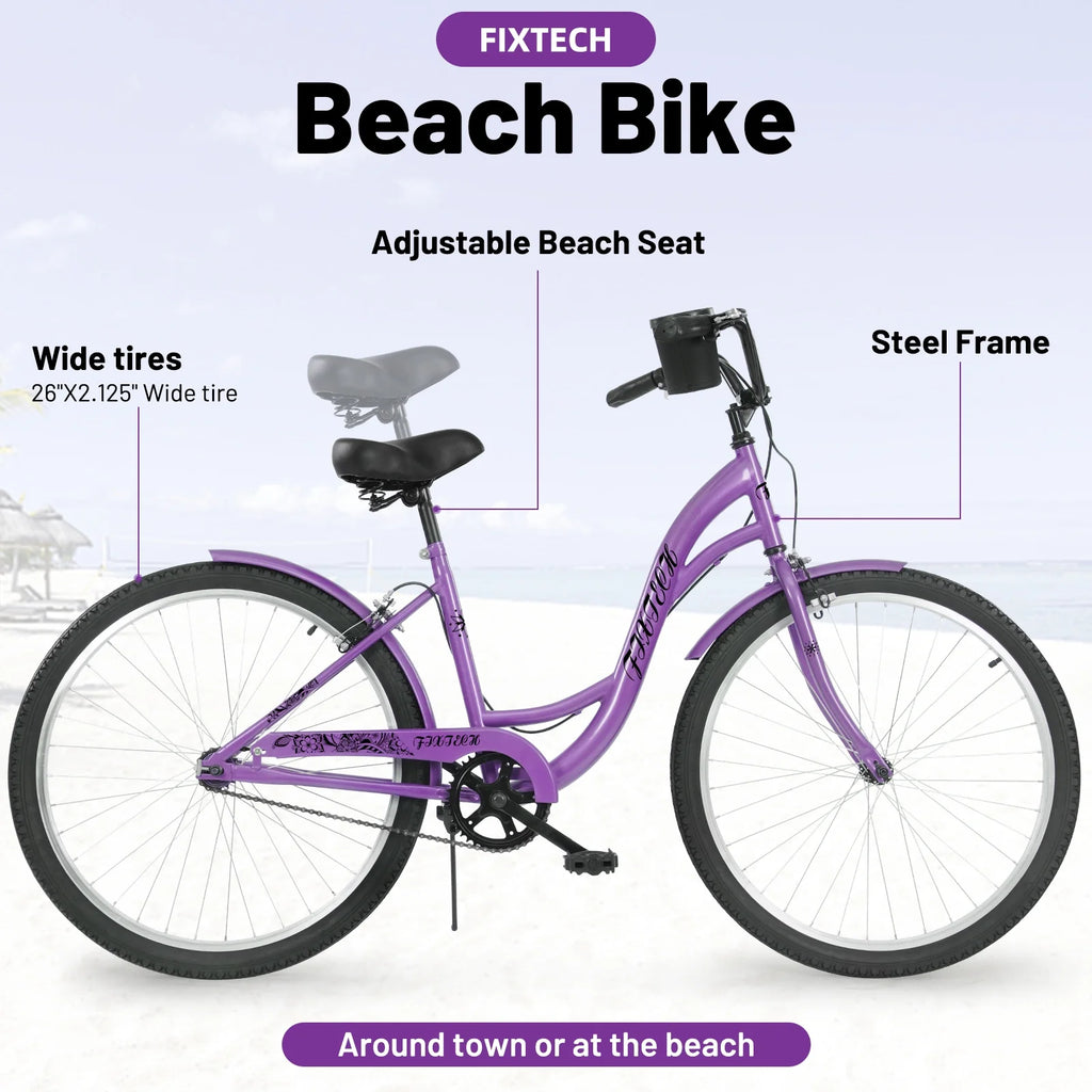 White 26 inch 7 Speed Foldable Cruiser Bike with Basket P825483
