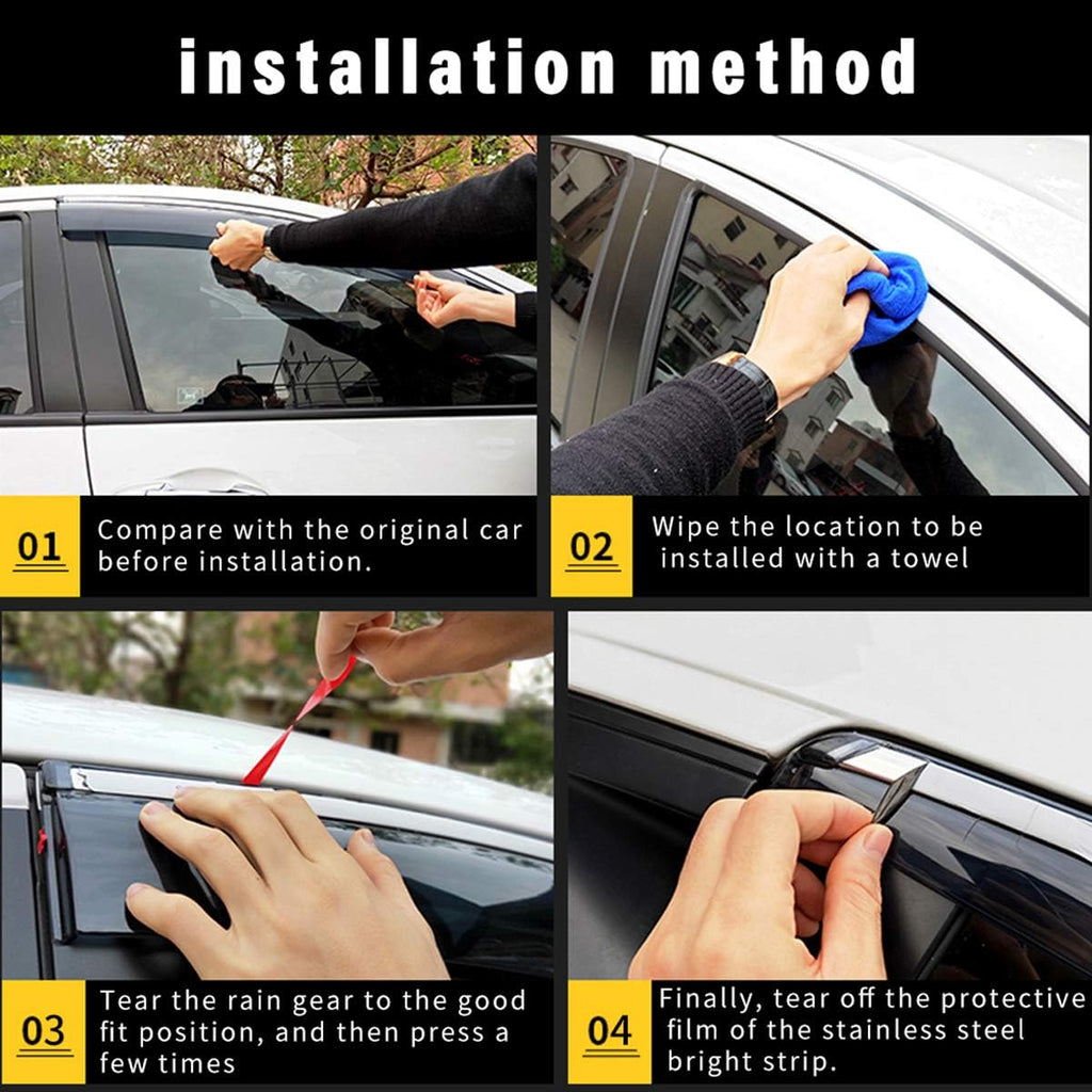 Smoke Car Window Visors Tape-On Outside Deflectors W1517
