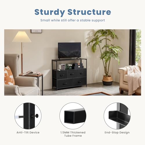 TV Stand Dresser with 5 Fabric Storage Drawers D55182
