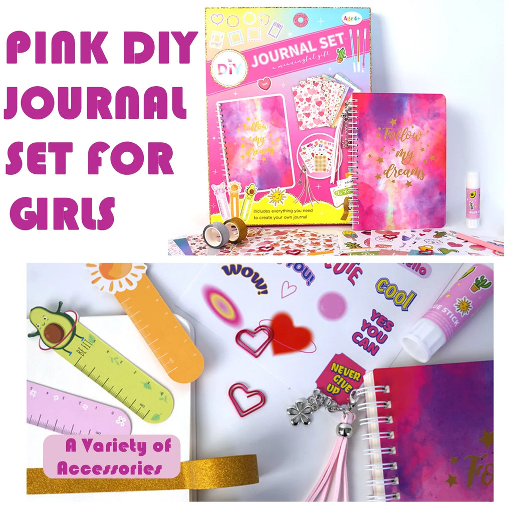 DIY Journal Kit for Girls, Journaling Arts Craft Kit, Scrapbook & Diary Supplies Set Y660824