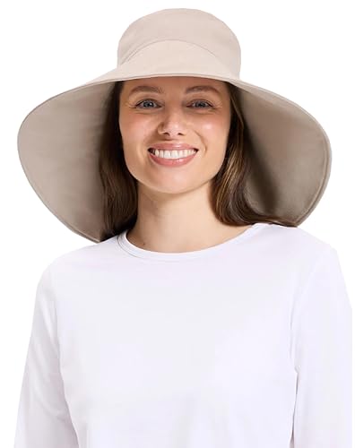 Women’s Ultra-Wide Cotton Linen Sun Hat UPF 50+ Packable Adjustable B24890
