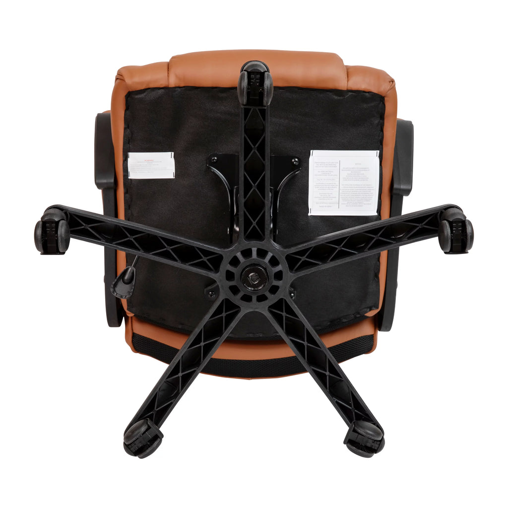 Brown LeatherSoft Swivel Office Chair with Padded Arms V95981