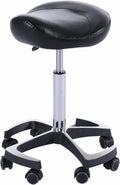 Hydraulic Saddle Stool with Wheels Height Adjustable Rolling Swivel Chair in Camel G760086