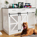 48'' Wooden Dog Crate Furniture with Divider and Storage Drawers S6348