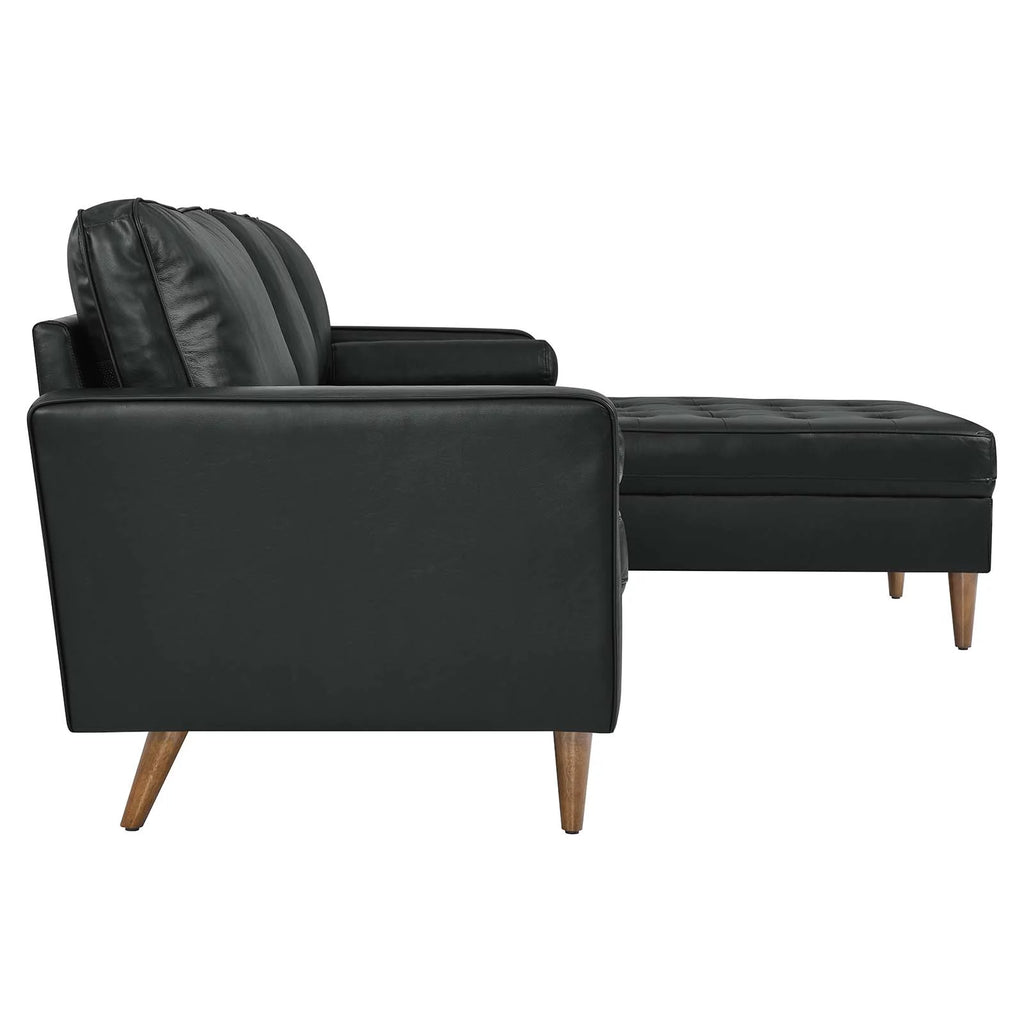 Black Leather Sectional Sofa H118