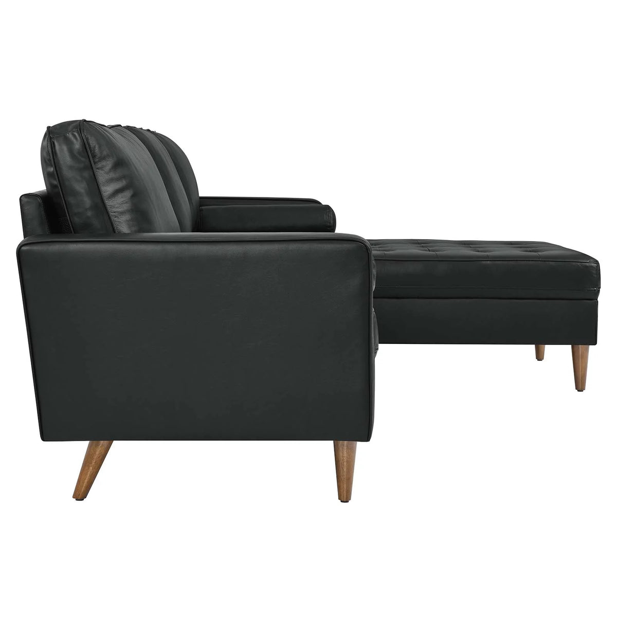 Black Leather Sectional Sofa H118