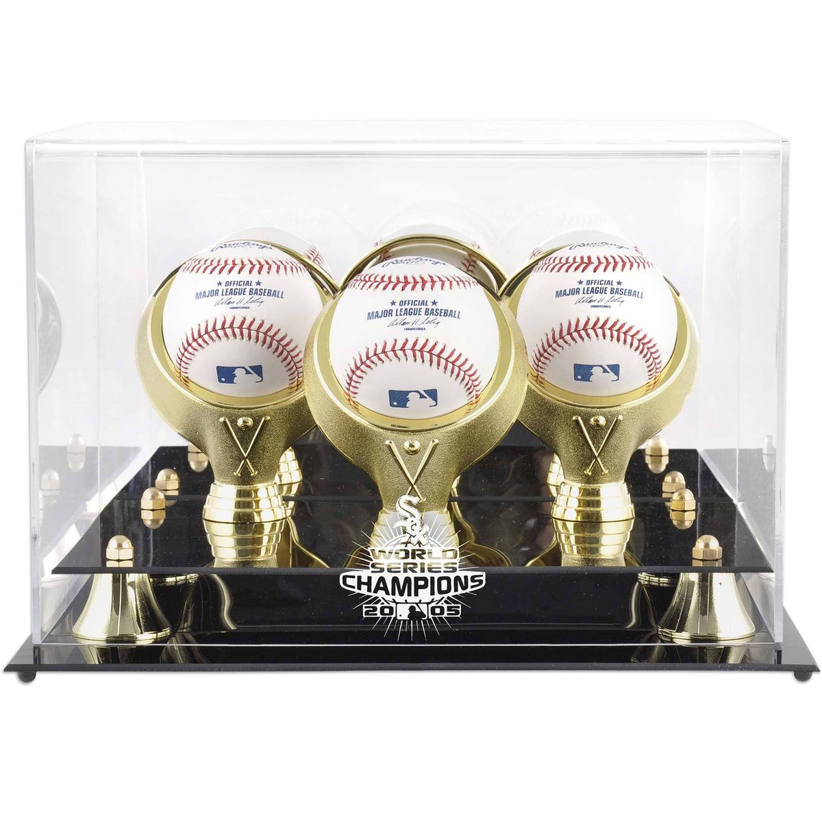 Golden Classic Three Baseball Logo Display Case L745