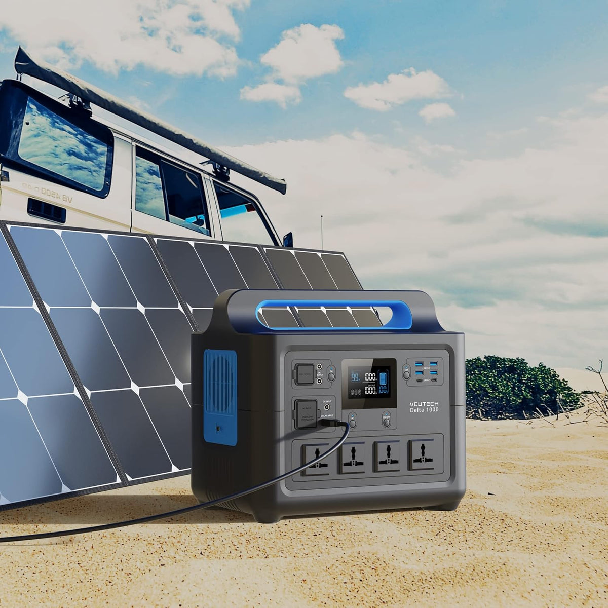 Portable Power Station 1000W Solar Generator with Solar Panel K26623