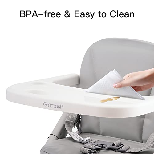 Toddler Booster Seat with Aluminum Frame, Soft PU Cushion, Grey E406876