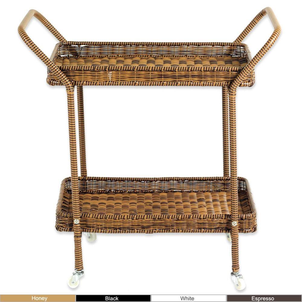Brown Wicker Patio Serving Cart W509