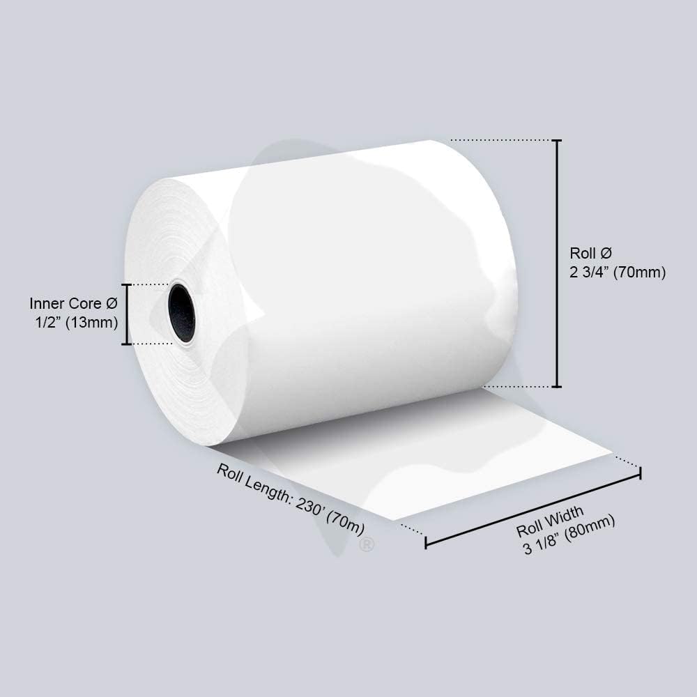 Thermal Paper Receipt Rolls 3 1/8 x 230, BPA Free, 32 Rolls U43675