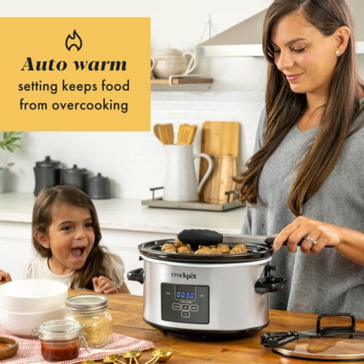 4 Quart Programmable Slow Cooker with Locking Lid, Stainless Steel S43356
