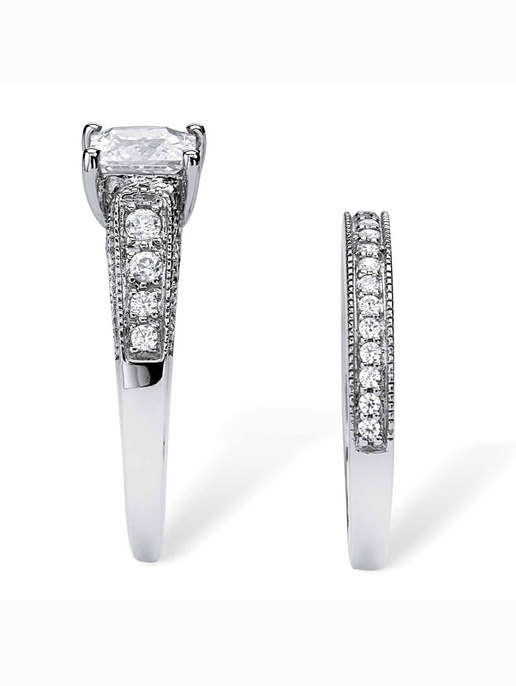 Princess-Cut Cubic Zirconia 2-Piece Bridal Ring Set in Solid 10k White Gold G6867