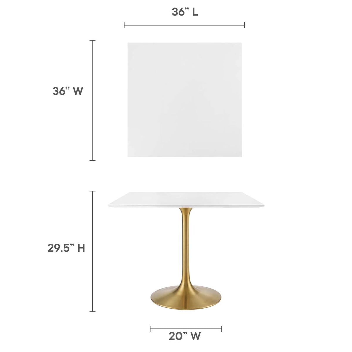 36" Square Wood Top Dining Table N1614