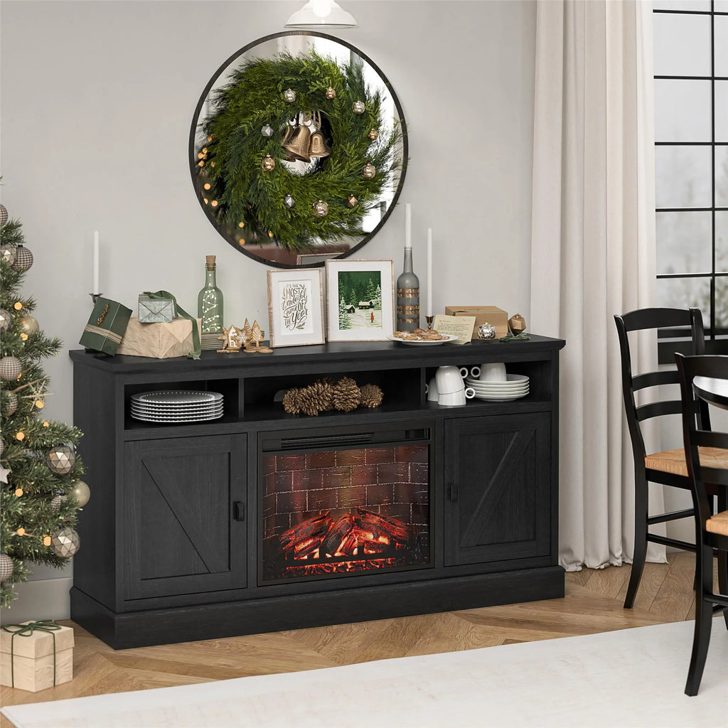 Black Oak Electric Fireplace TV Stand P394018