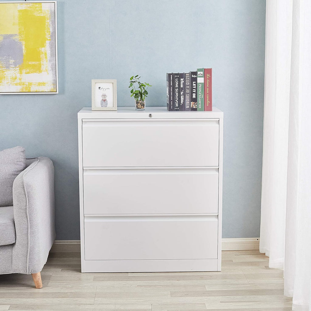 Black 3 Drawer Metal Lateral Filing Cabinet V656