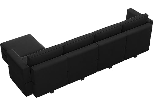 Modular U Shaped Sectional Sofa with Storage Seat Reversible Chaise Ottoman Velvet Fabric S961