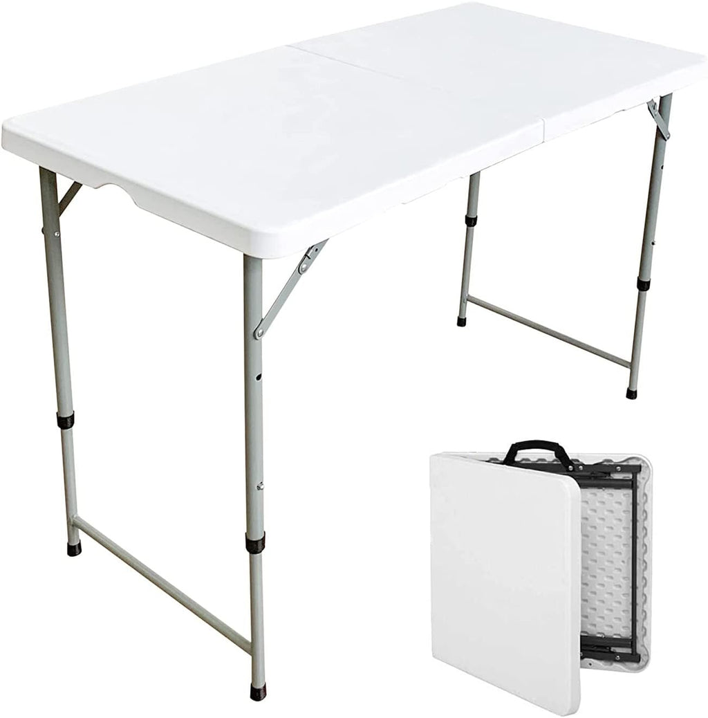 Folding Plastic Dining Table with Handle White 8ft K8247
