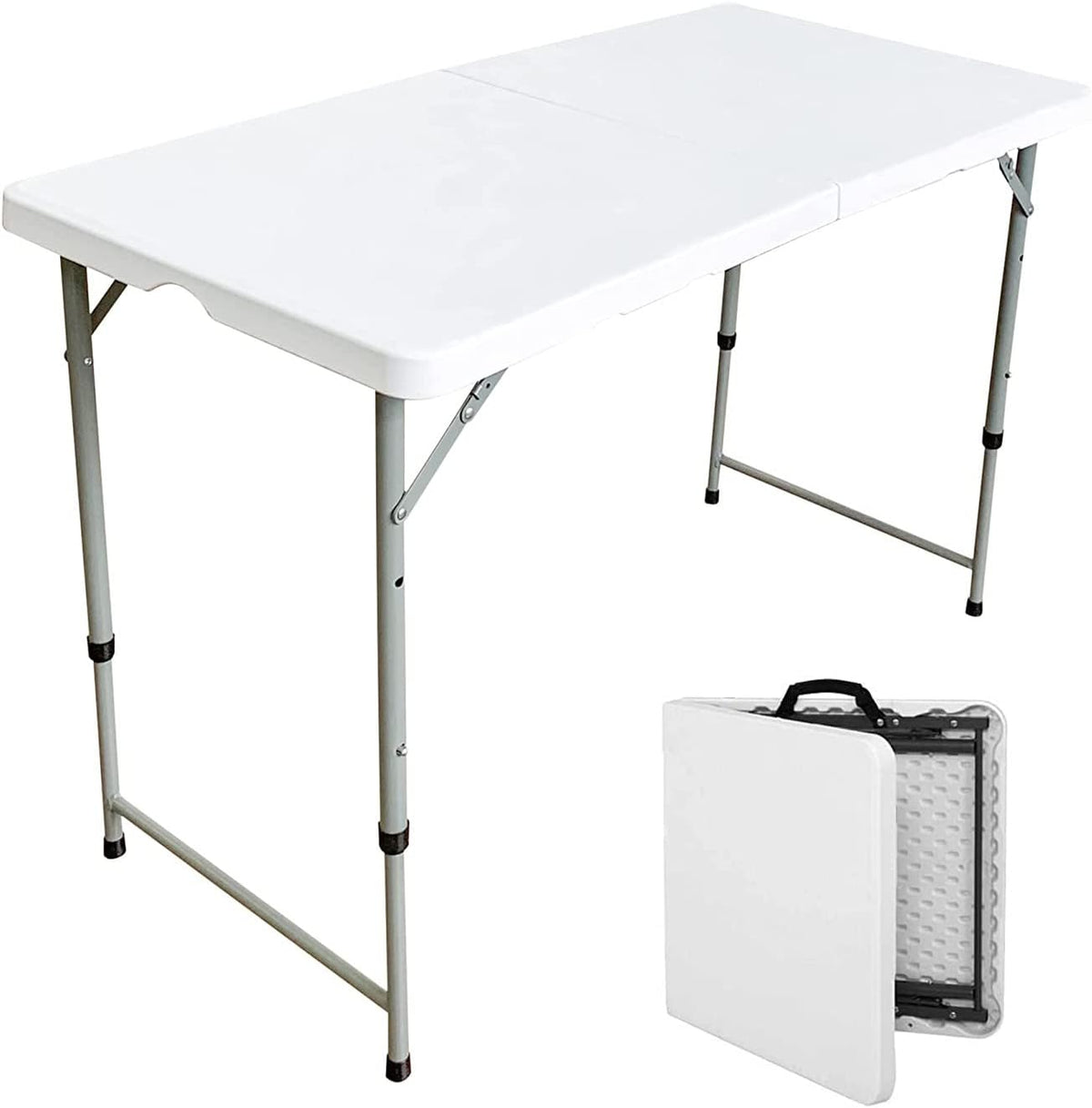 Folding Plastic Dining Table with Handle White 8ft K8247