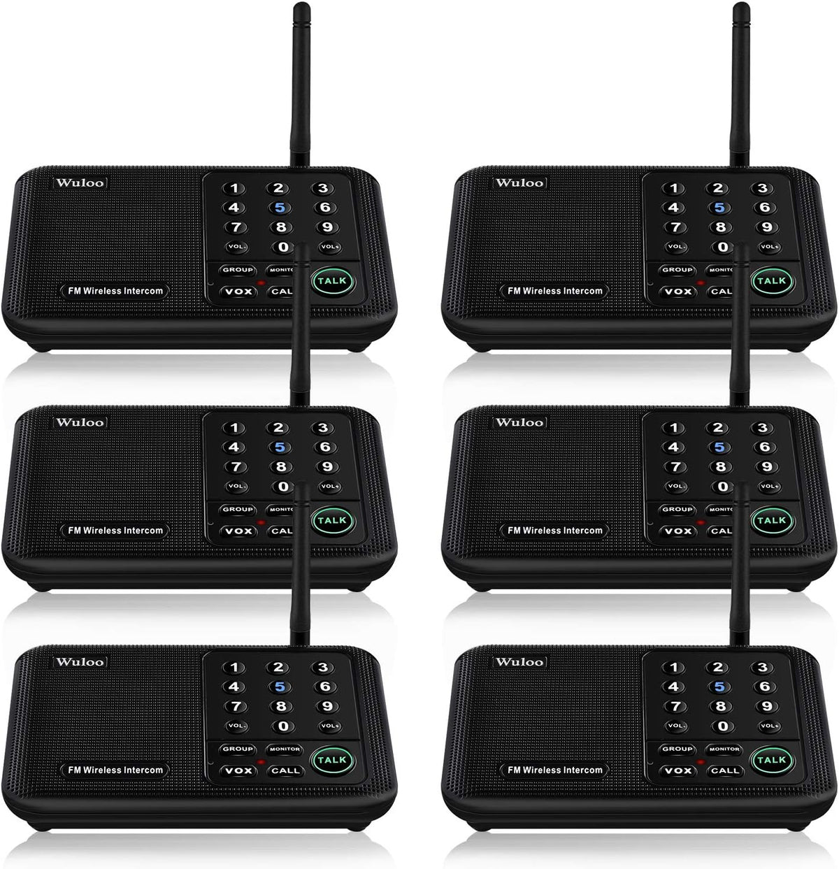 Wireless Intercom System 5280 Feet Range 10 Channel 4 Packs Black U894