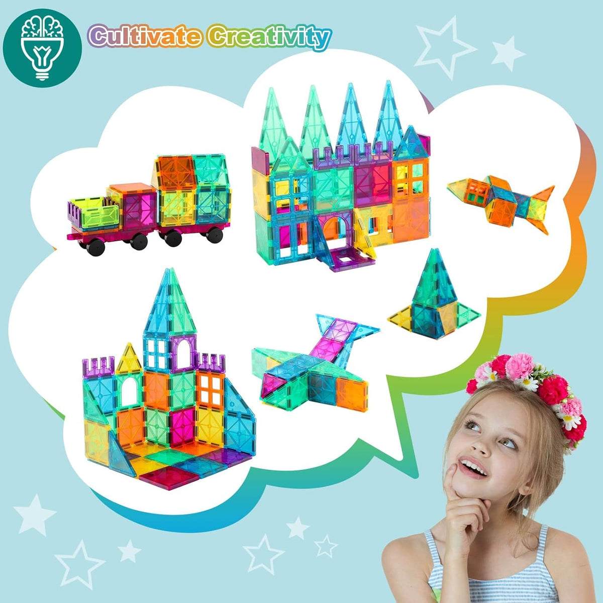 96 Pcs Magnetic Building Blocks with 2 Cars R8495