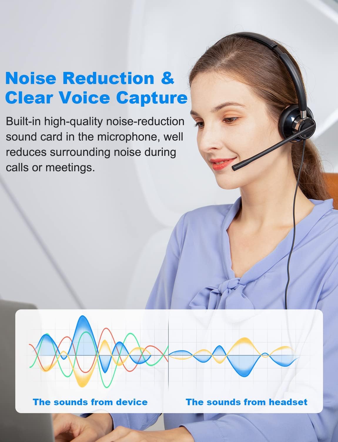 USB Headset with Microphone Wired Computer Headset K7112