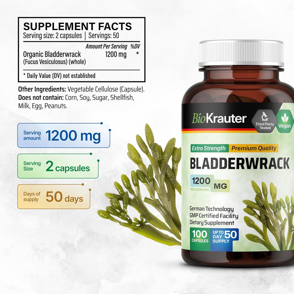 1200 mg Bladderwrack Capsules, 100 Veggie Capsules R8020