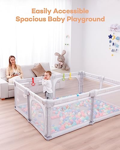 Grey Extra Large Foldable Baby Playpen 79 x 59 x 27 Inches G281