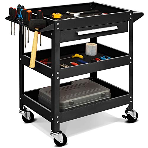 3 Tier Rolling Tool Cart with Storage Drawer D83704
