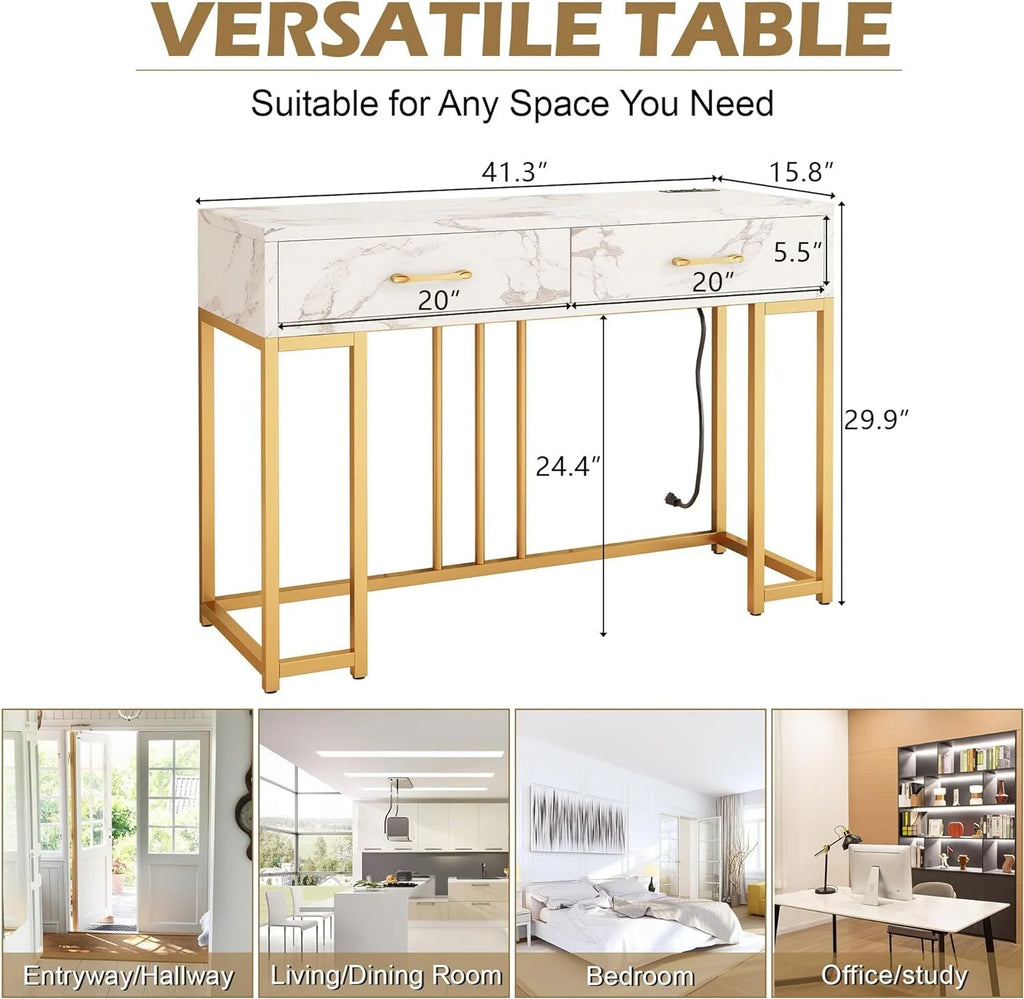 Marble White 2 Drawer Console Table O4732