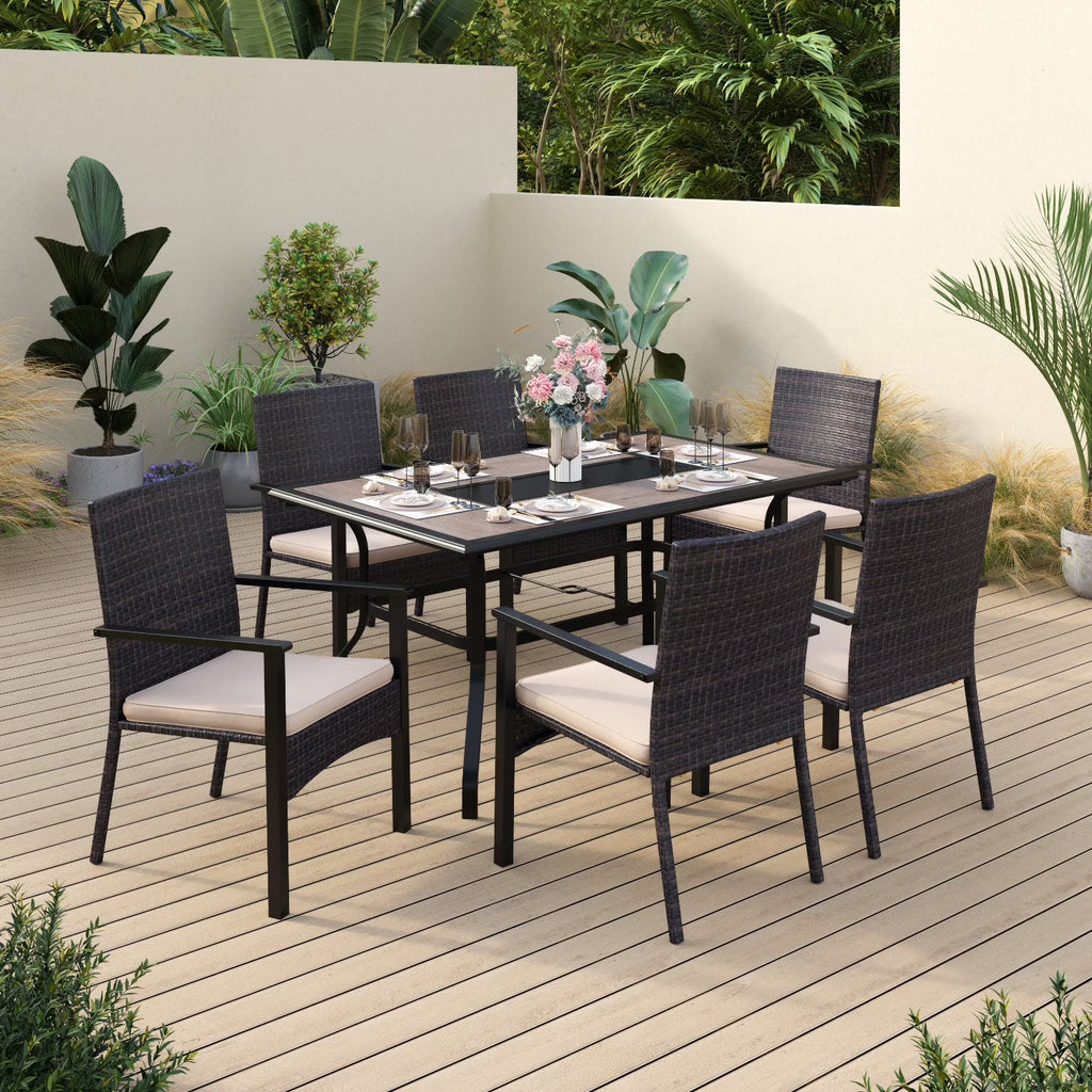 7 Pieces Wicker Outdoor Patio Dining Set E526210