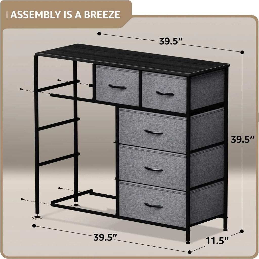 Black 9 Drawer Fabric Storage Dresser D165