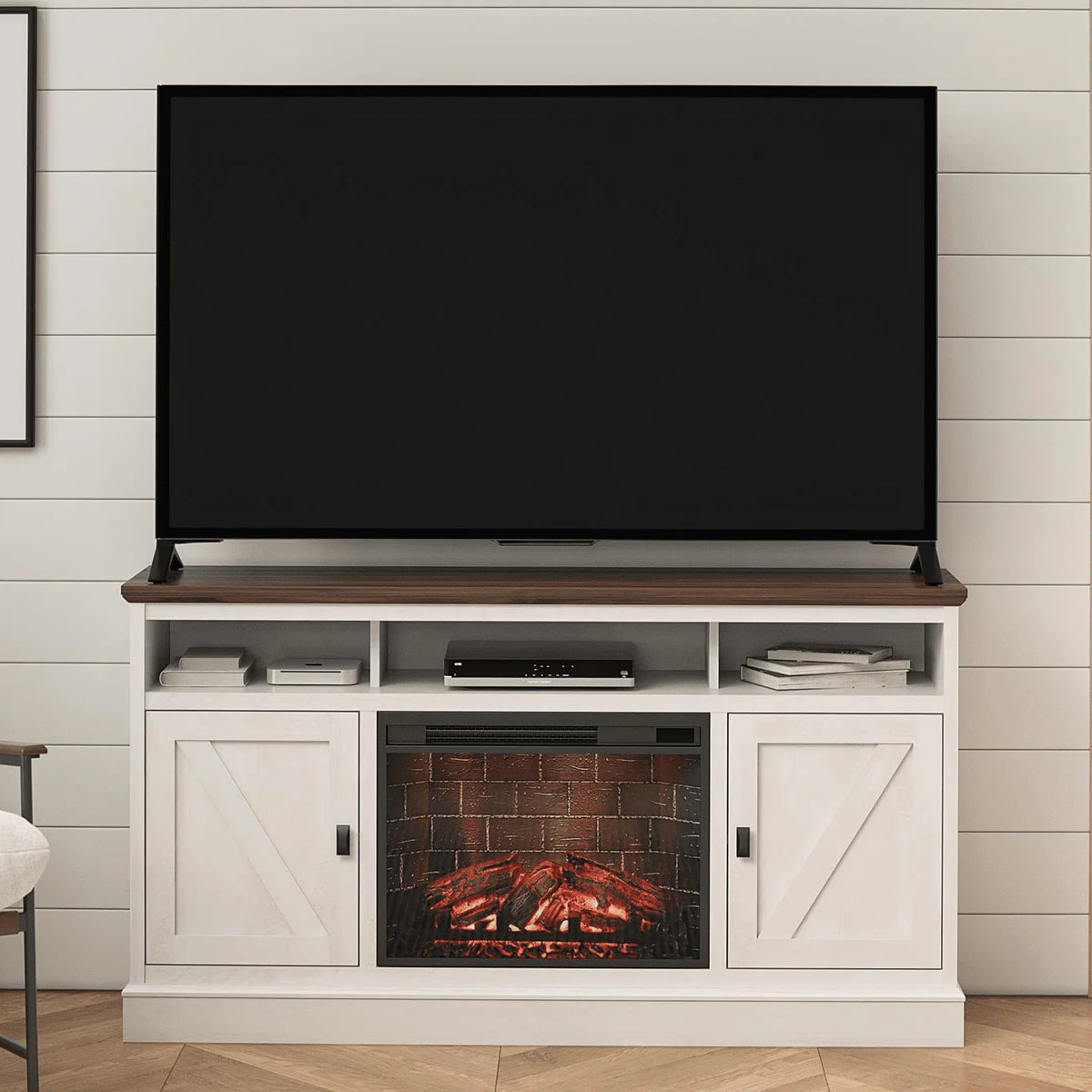 Black Oak Electric Fireplace TV Stand P394018