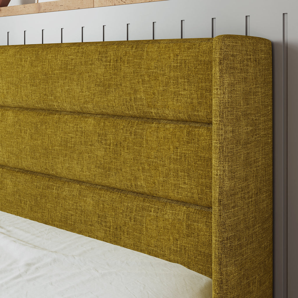 Beige Queen Size Lift Up Platform Bed Frame with Headboard M408145