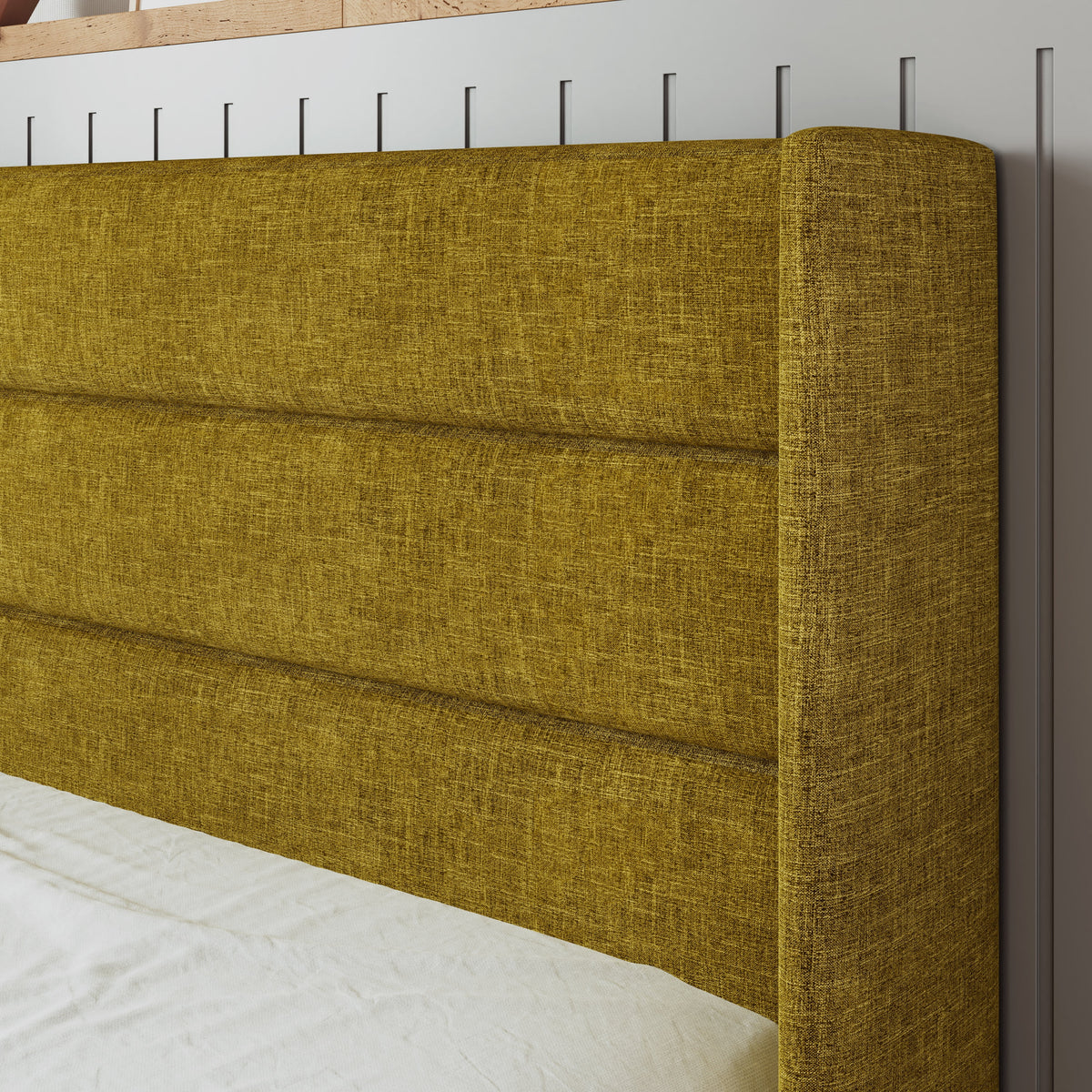 Beige Queen Size Lift Up Platform Bed Frame with Headboard M408145