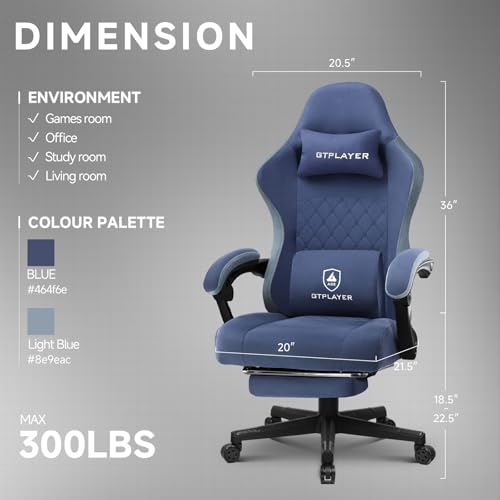 Fabric Gaming Chair with Footrest M984412