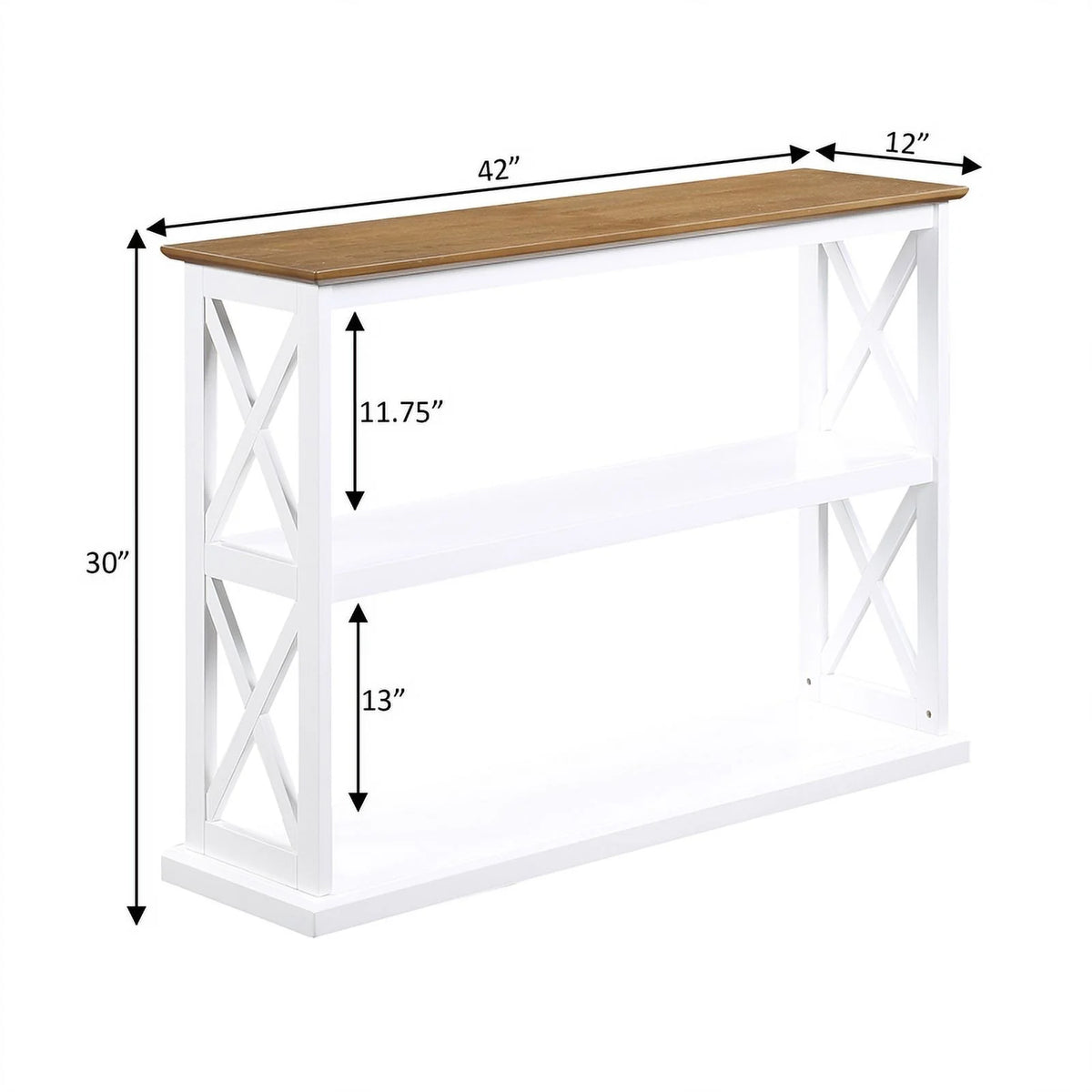 White Console Table with Shelves H434646