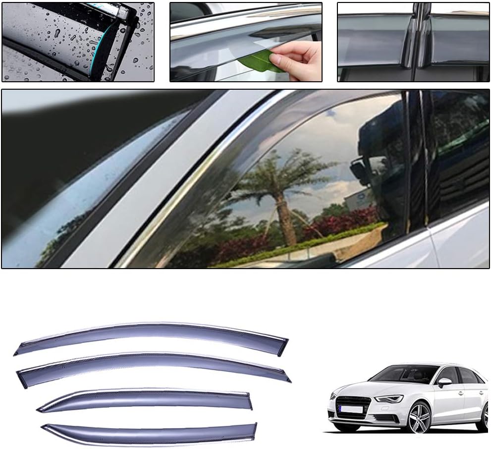 Smoke Car Window Visors Tape-On Outside Deflectors W1517
