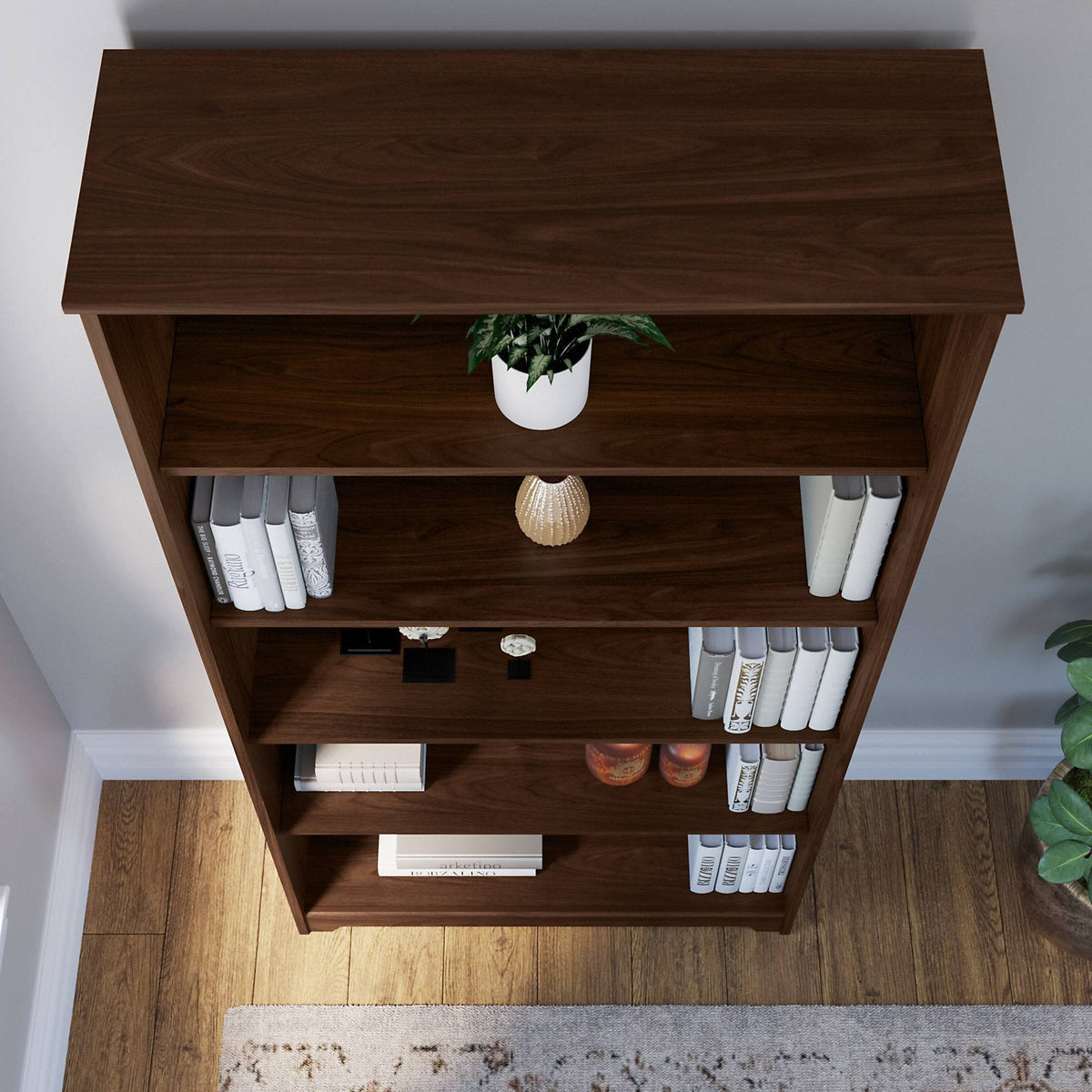 5 Shelf Bookcase in Modern Walnut T938