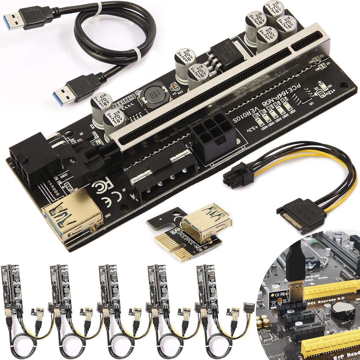 PCIE Riser Express Cable 1X to 16X 6 Pack U82469