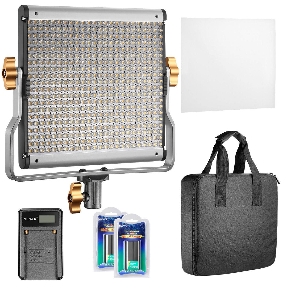 Dimmable Bi-Color 480 LED Video Light 3200-5600k with Battery and USB Charger V43641