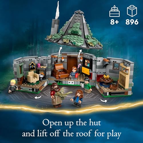 LEGO Harry Potter Hagrid's Hut: an Unexpected Visit - Kids Building Toy with Buildable House, 7 Minifigures & Dragon D4244