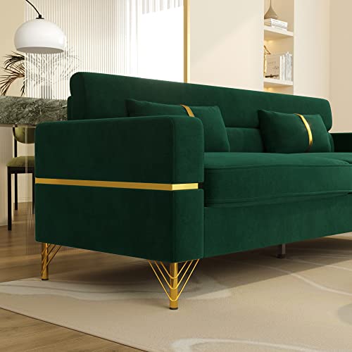 86" Velvet 3 Seater Oversized Sofa with 2 Pillows Z81663