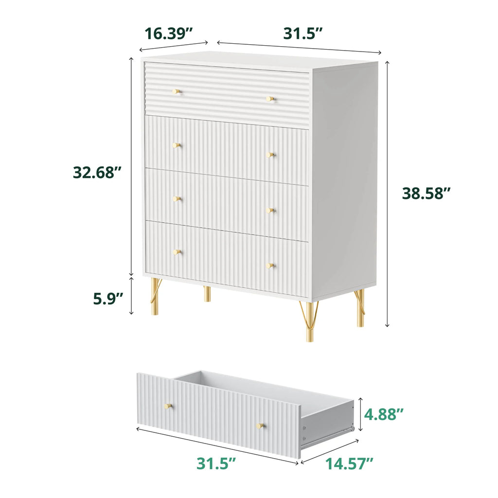 White 4 Drawer Dresser Set of 2 P850