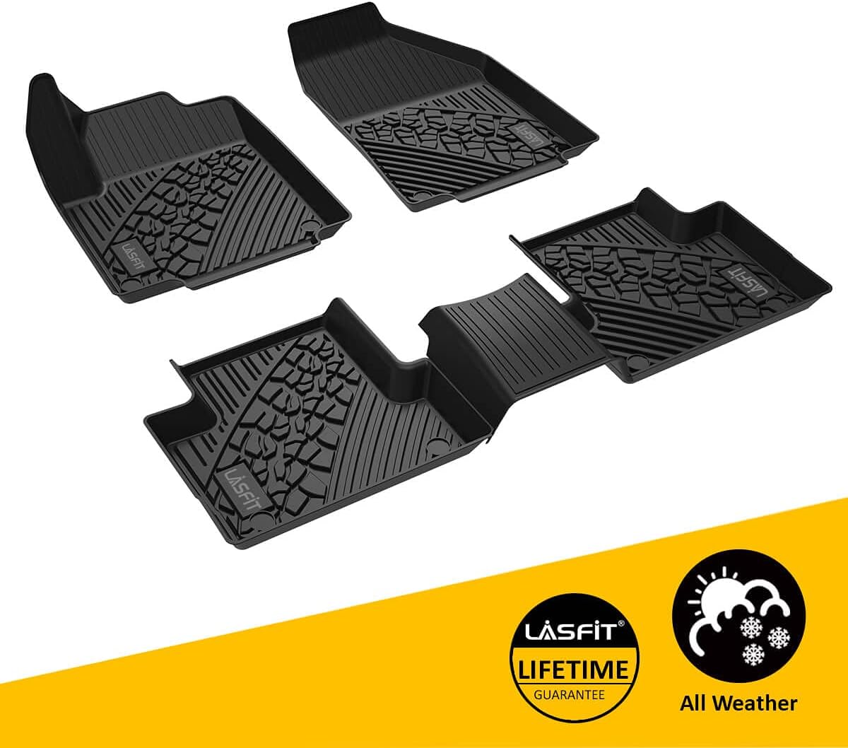 All Weather TPE Custom Fit Car Floor Liners 1st & 2nd Row Black A94483