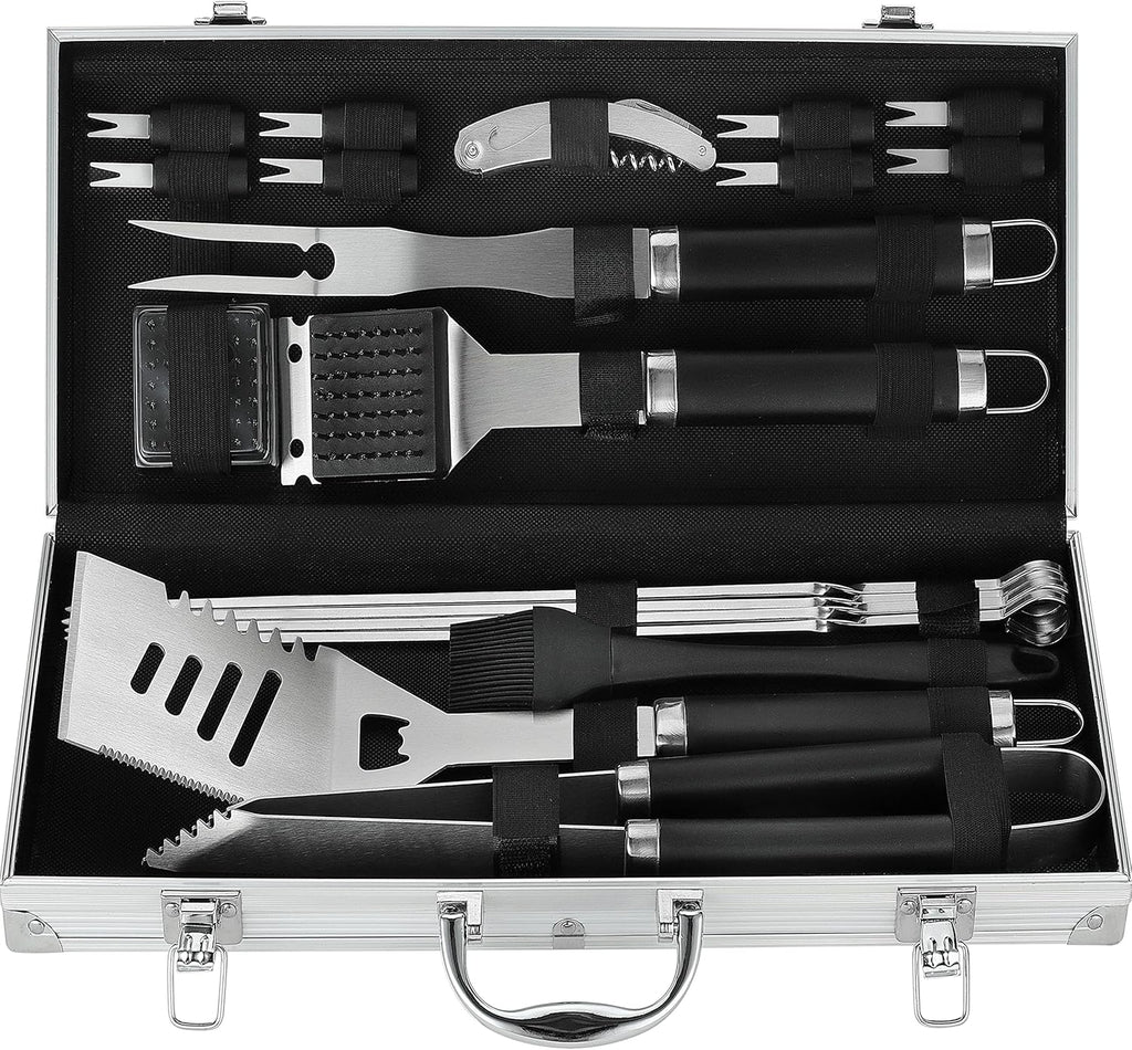 20 Pc Heavy Duty Stainless Steel BBQ Grill Tools Set with Aluminum Storage Case Q575291