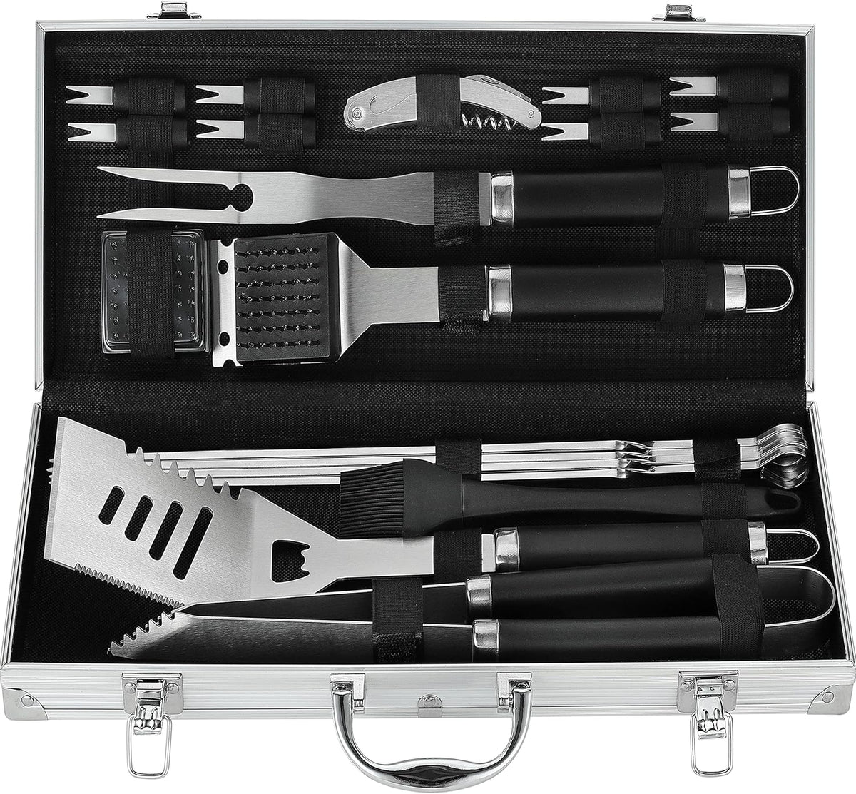20 Pc Heavy Duty Stainless Steel BBQ Grill Tools Set with Aluminum Storage Case Q575291