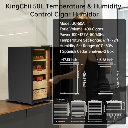 50L Electric Cigar Humidor with Spanish Cedar Wood Shelves H756