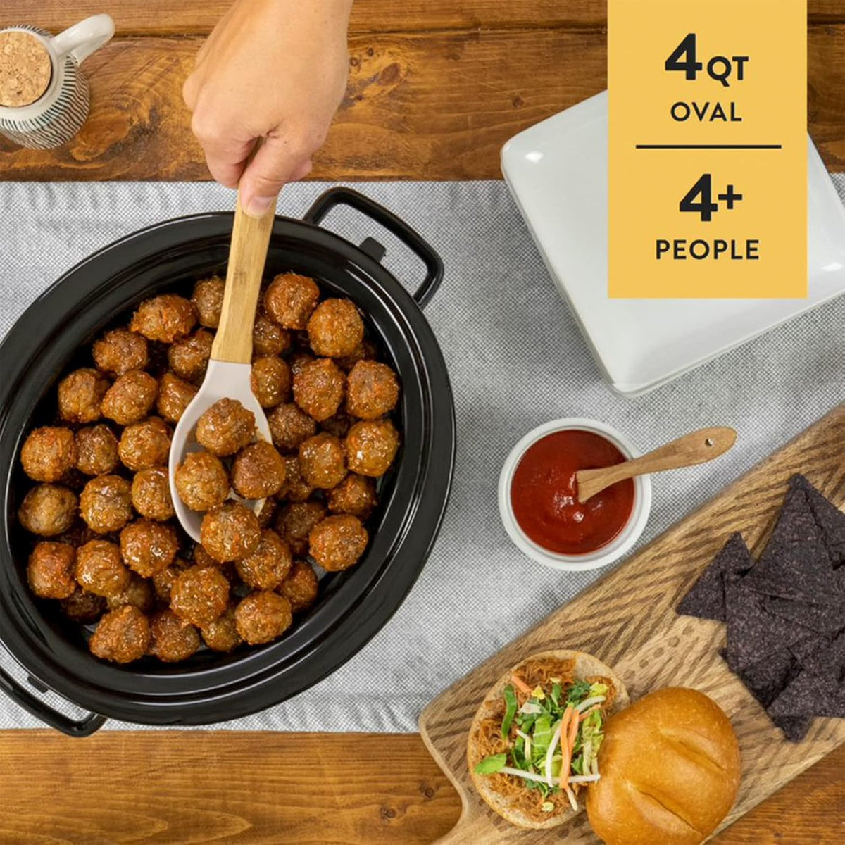 4 Quart Programmable Slow Cooker with Locking Lid, Stainless Steel S43356