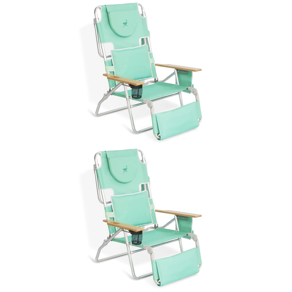 Teal 2 Pack Padded Outdoor Folding Beach Chair F5074